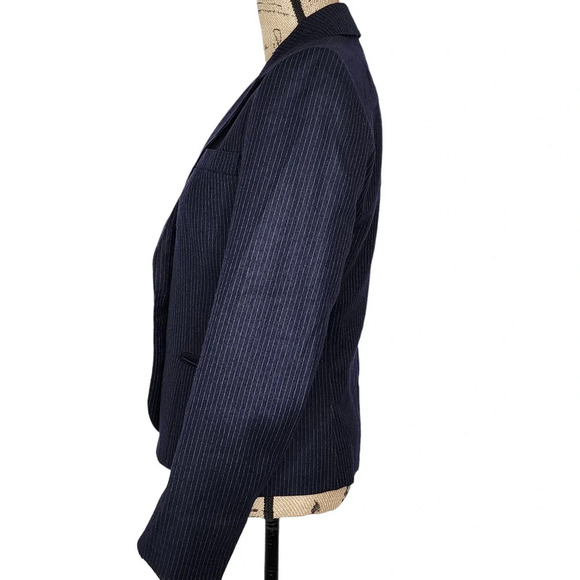 Harve Benard Womens Single Breasted Pinstripe Wool Blazer Suit Jacket Medium - Picture 2 of 11